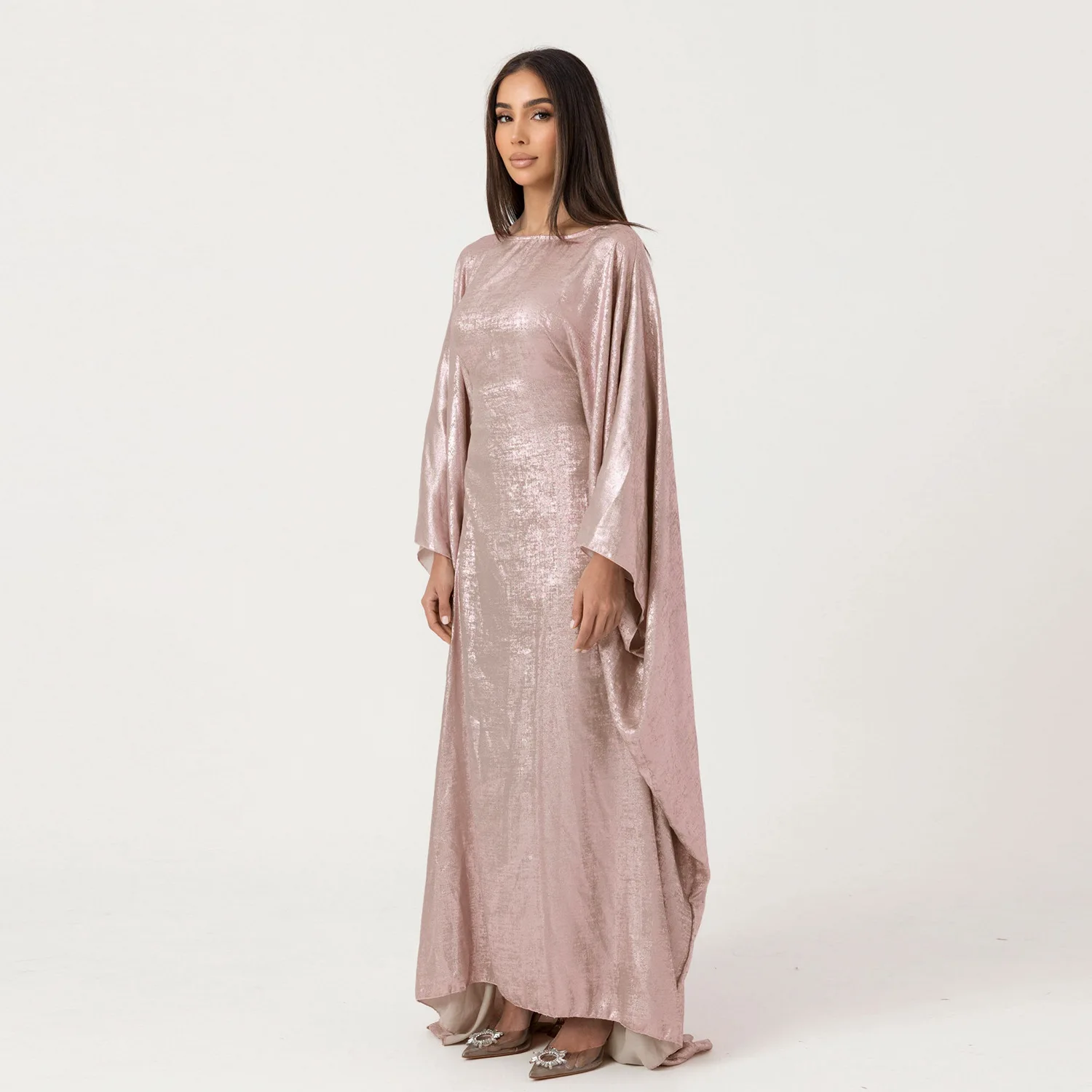 Shiny Batwing Satin Maxi Abaya Dubai Luxury 2024 Abayas For Women Muslim Kaftan Dress Islam Caftan Marocain Femme Long Robes