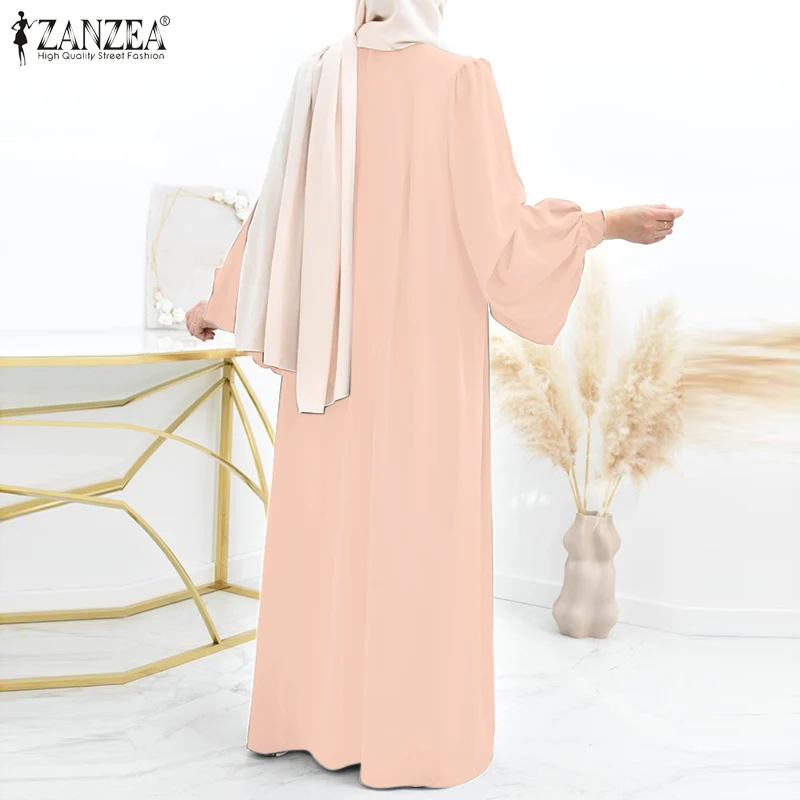 Muslim Hijab Dresses For Women Turkey Abaya Oversize Robe ZANZEA Eid Mubarek Maxi Sundress Dubai Vestidos Kaftan Isamic Clothing