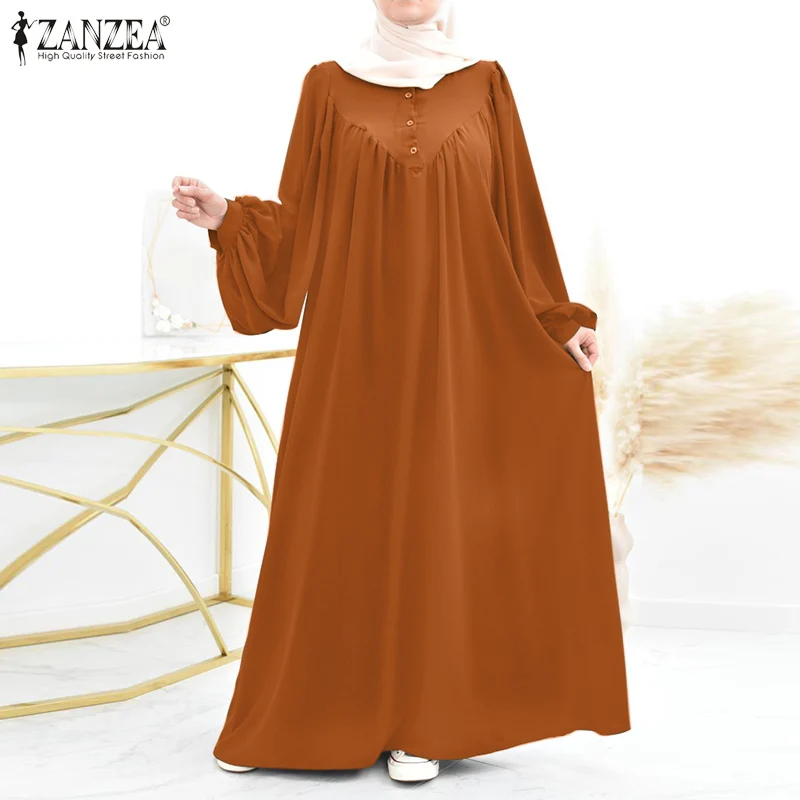 Muslim Hijab Dresses For Women Turkey Abaya Oversize Robe ZANZEA Eid Mubarek Maxi Sundress Dubai Vestidos Kaftan Isamic Clothing