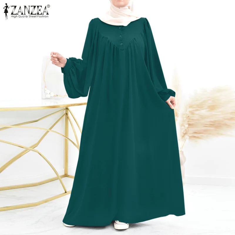 Muslim Hijab Dresses For Women Turkey Abaya Oversize Robe ZANZEA Eid Mubarek Maxi Sundress Dubai Vestidos Kaftan Isamic Clothing