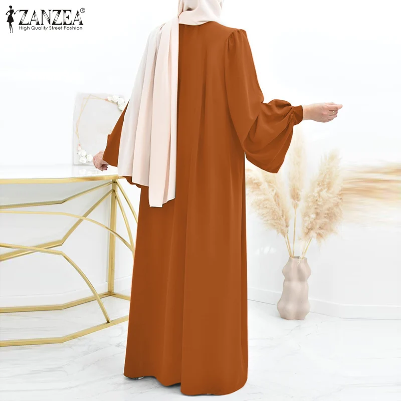 Muslim Hijab Dresses For Women Turkey Abaya Oversize Robe ZANZEA Eid Mubarek Maxi Sundress Dubai Vestidos Kaftan Isamic Clothing