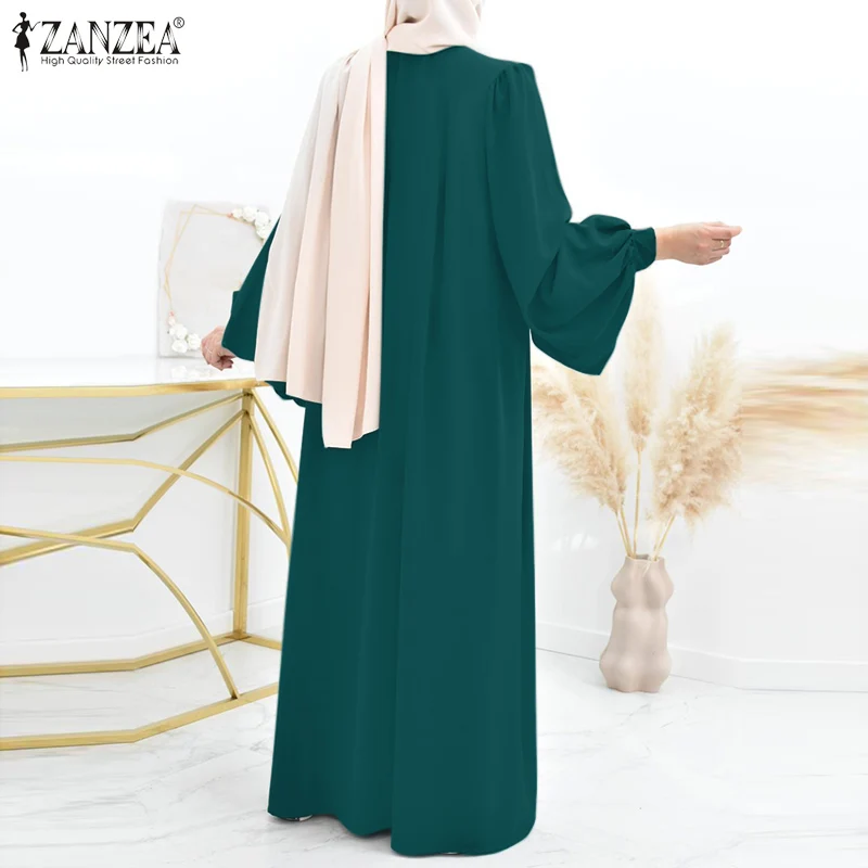 Muslim Hijab Dresses For Women Turkey Abaya Oversize Robe ZANZEA Eid Mubarek Maxi Sundress Dubai Vestidos Kaftan Isamic Clothing