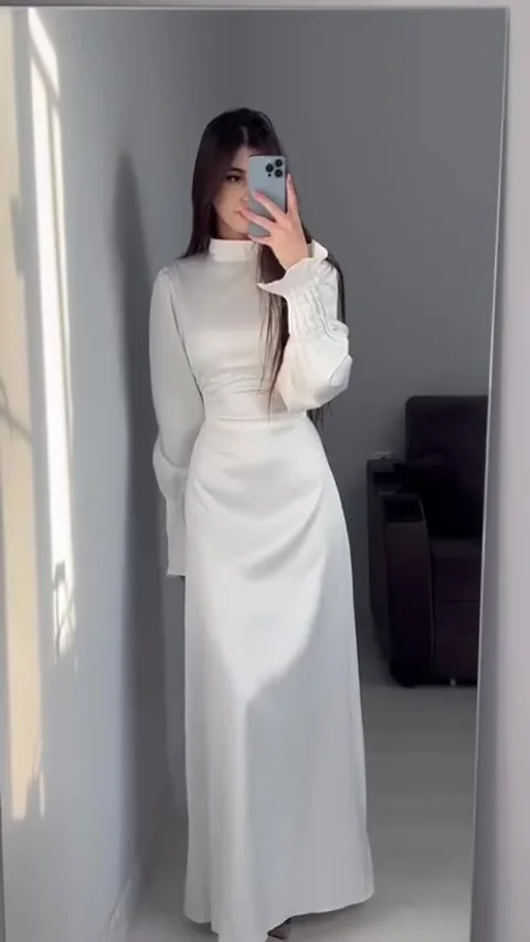 Spring Eid Muslim Dress Women Abaya Slim Fit Petal Sleeve Satin Morocco Party Dresses Ramadan Islam Dubai Arab Long Robe 2024