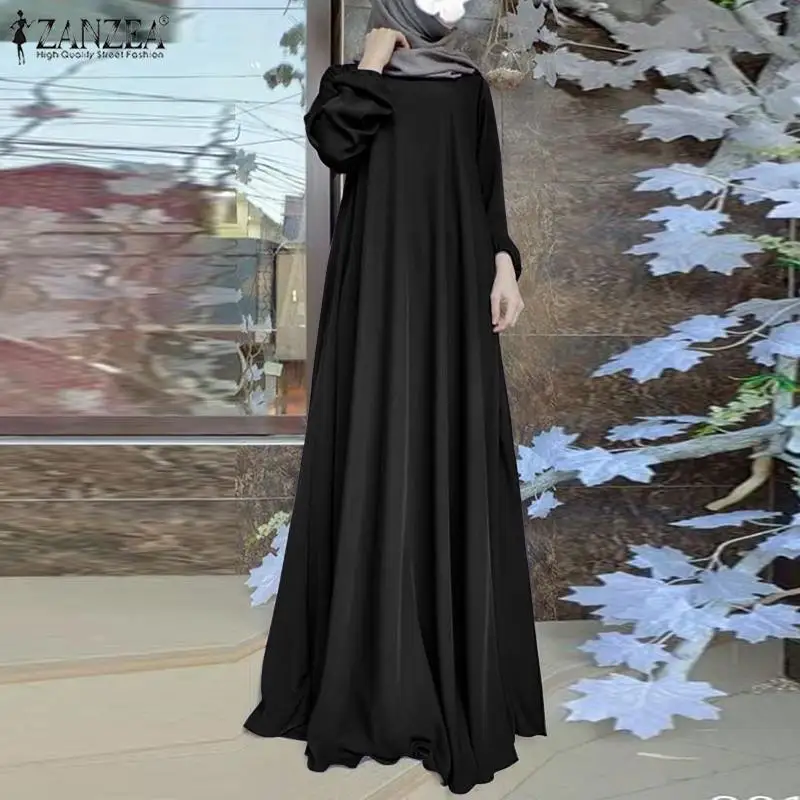 2023 ZANZEA Fashion Muslim Dress Women Tukey Abaya Robe Long Sleeve Maxi Sundress Vestido Dubai Kaftan Islamic Clothing Oversize