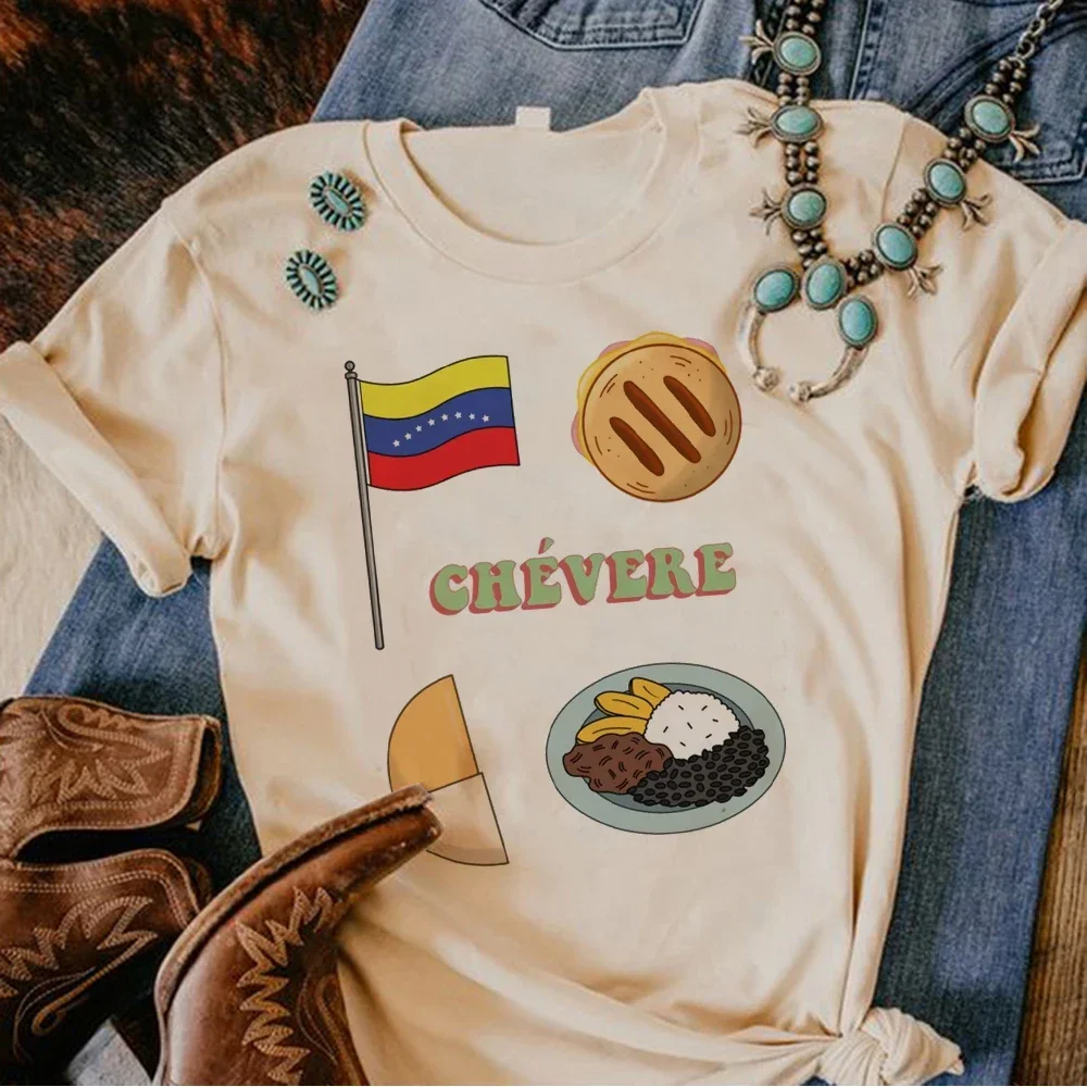 Venezuela Tshirt Women Summer T-shirts Girl Japanese Clothing Athleisure Comfortable Graphic Tee Blend t shirt