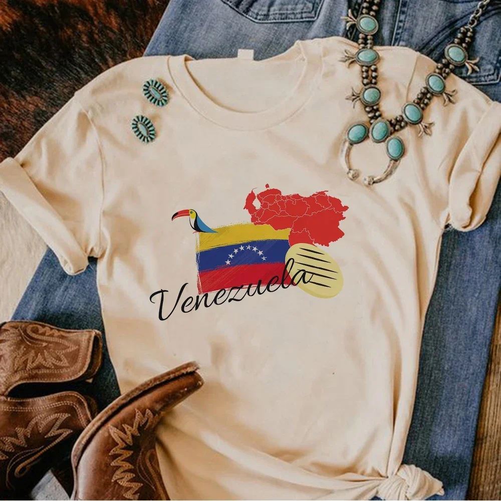 Venezuela Tshirt Women Summer T-shirts Girl Japanese Clothing Athleisure Comfortable Graphic Tee Blend t shirt