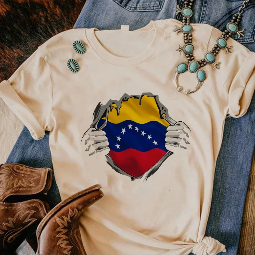 Venezuela Tshirt Women Summer T-shirts Girl Japanese Clothing Athleisure Comfortable Graphic Tee Blend t shirt