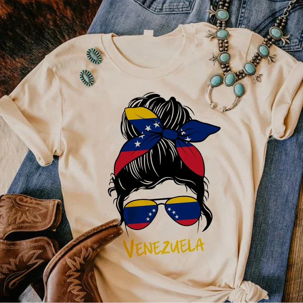 Venezuela Tshirt Women Summer T-shirts Girl Japanese Clothing Athleisure Comfortable Graphic Tee Blend t shirt