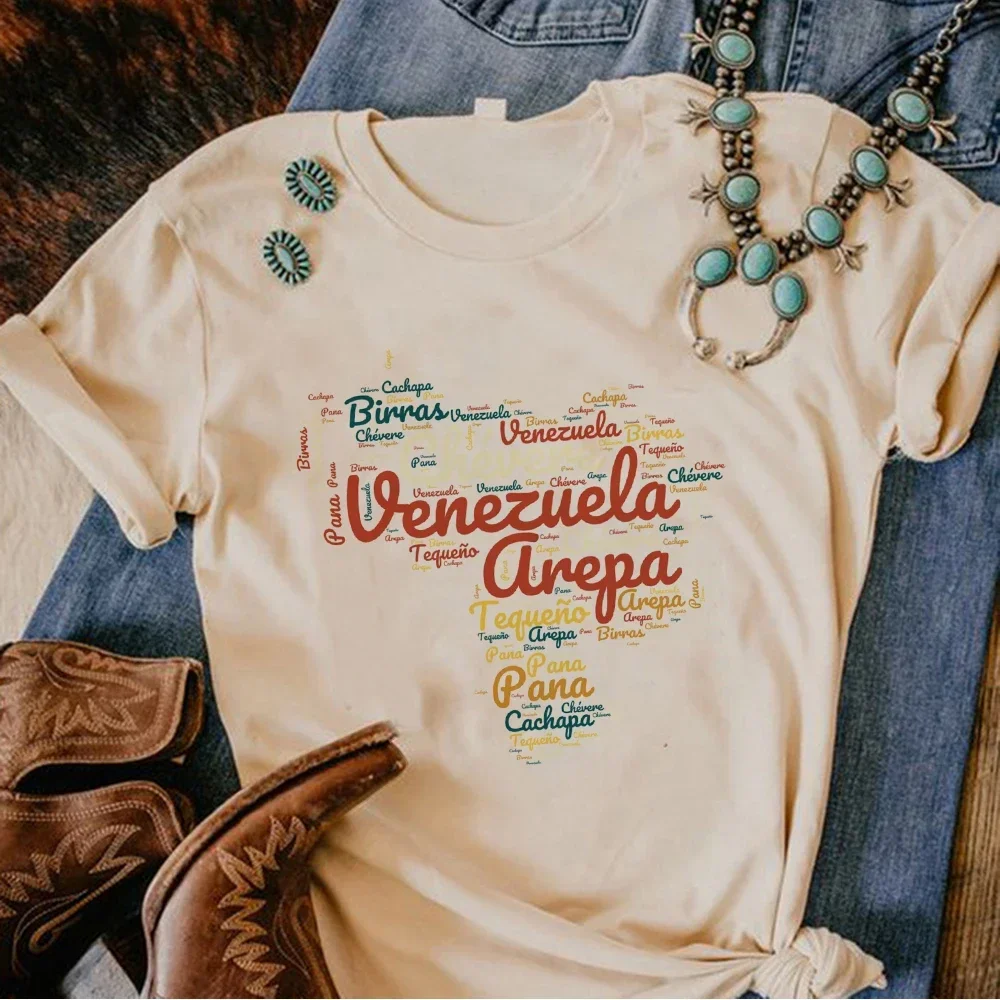 Venezuela Tshirt Women Summer T-shirts Girl Japanese Clothing Athleisure Comfortable Graphic Tee Blend t shirt