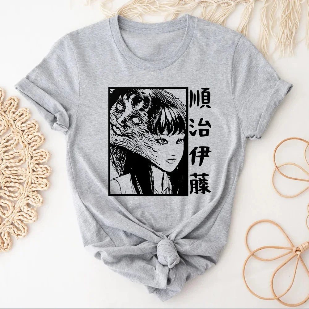 Janpanese Horror Tee Women Funny Graphic T Shirt Girl Designer Manga Anime Wear Athleisure Breathable Graphic Tee Active Wear