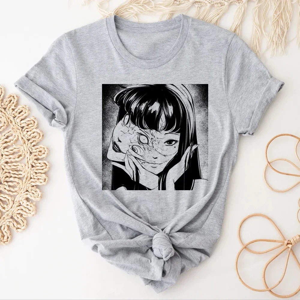 Janpanese Horror Tee Women Funny Graphic T Shirt Girl Designer Manga Anime Wear Athleisure Breathable Graphic Tee Active Wear