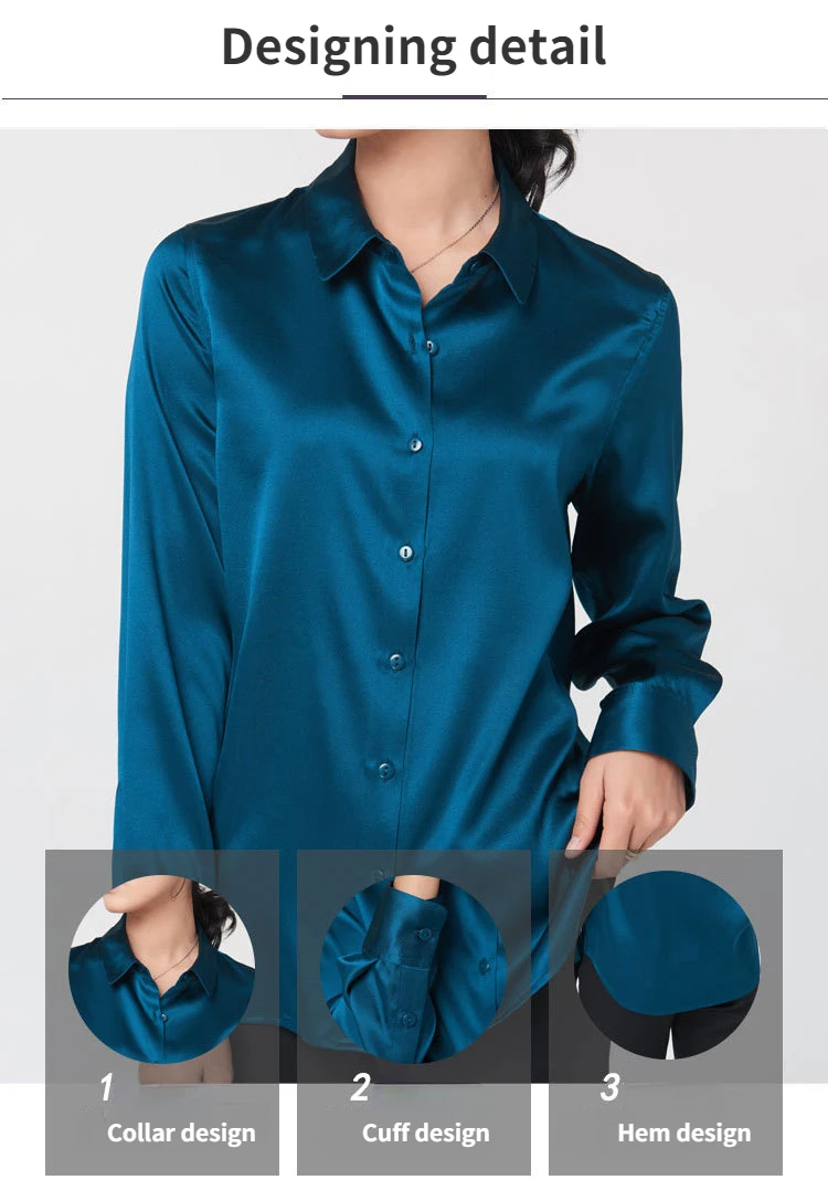 Woman Silk Shirt Long-sleeved Satin Women Blouse 100% 19mm Natural Silk New Mulberry Silk Blouse Loose and Versatile Base Shirt