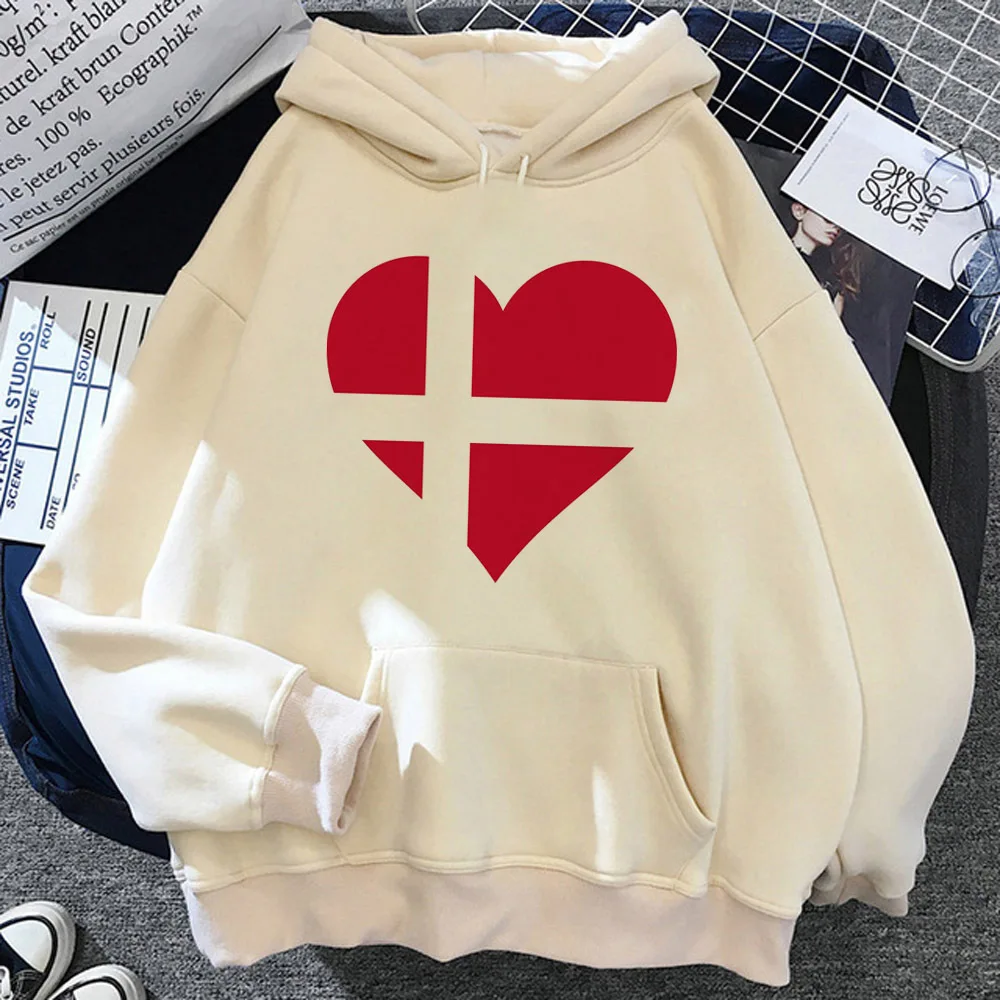 Denmark hoodie youthful anime elegant kawaii female sweatshirts pullover printed design athleisure manga casual wear