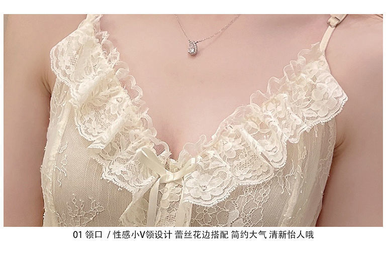 Women'S Pajamas Sexy Lingerie Lace Hot Nightwear 2 Pcs Nightdress Robe Set Sleepwear Women Long Sleeve Female Bathrobe Homewear