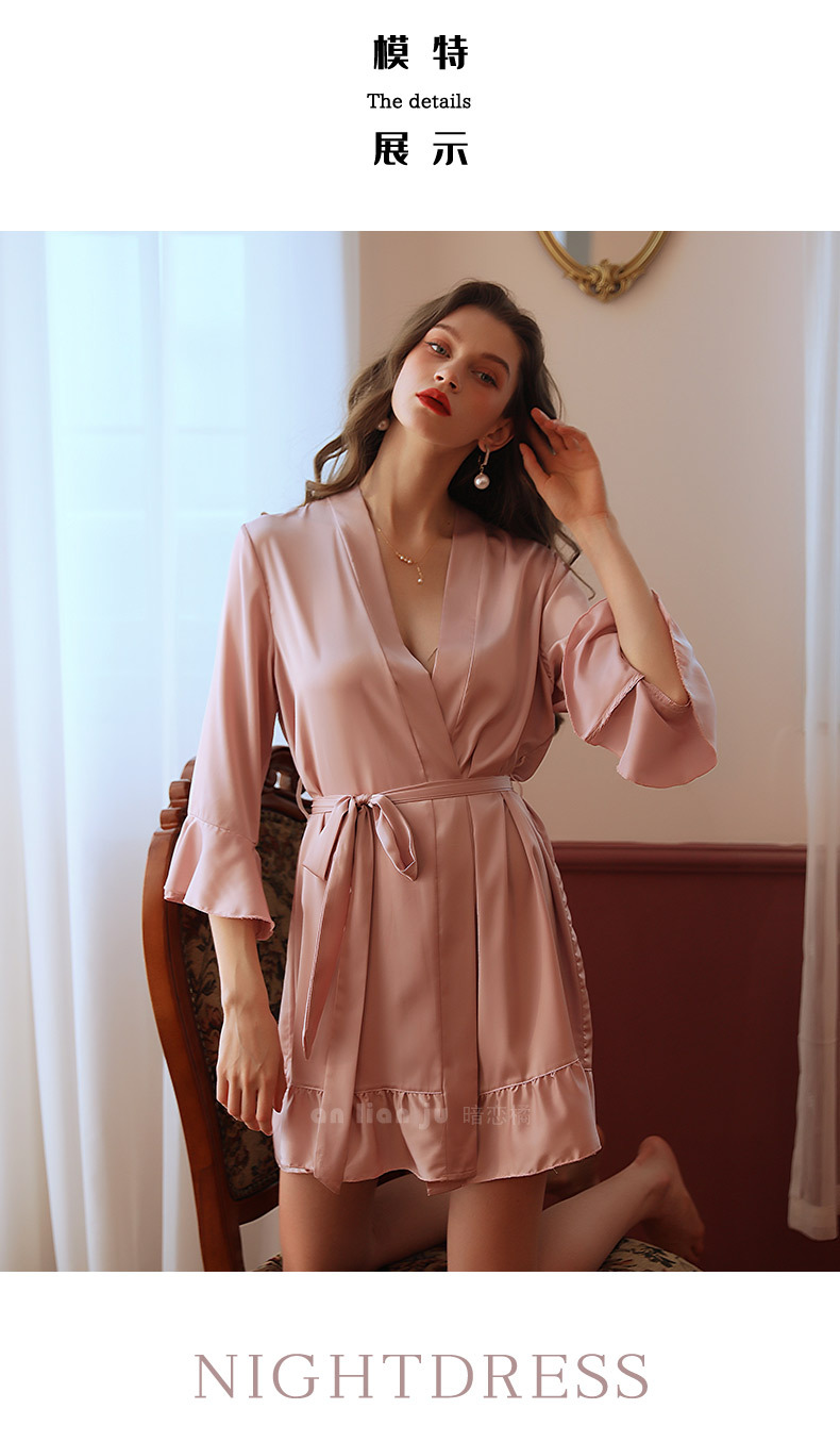 Bridesmaid Robes Lingerie Porno Sexy Transparent Bathrobe Kimono Women Clothing Nightwear Sleepwear Red Ladies Long Gowns Black