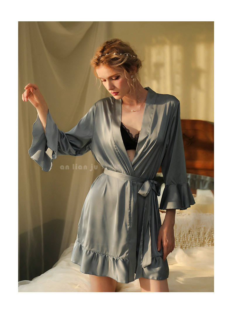 Bridesmaid Robes Lingerie Porno Sexy Transparent Bathrobe Kimono Women Clothing Nightwear Sleepwear Red Ladies Long Gowns Black