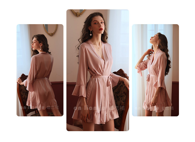 Bridesmaid Robes Lingerie Porno Sexy Transparent Bathrobe Kimono Women Clothing Nightwear Sleepwear Red Ladies Long Gowns Black