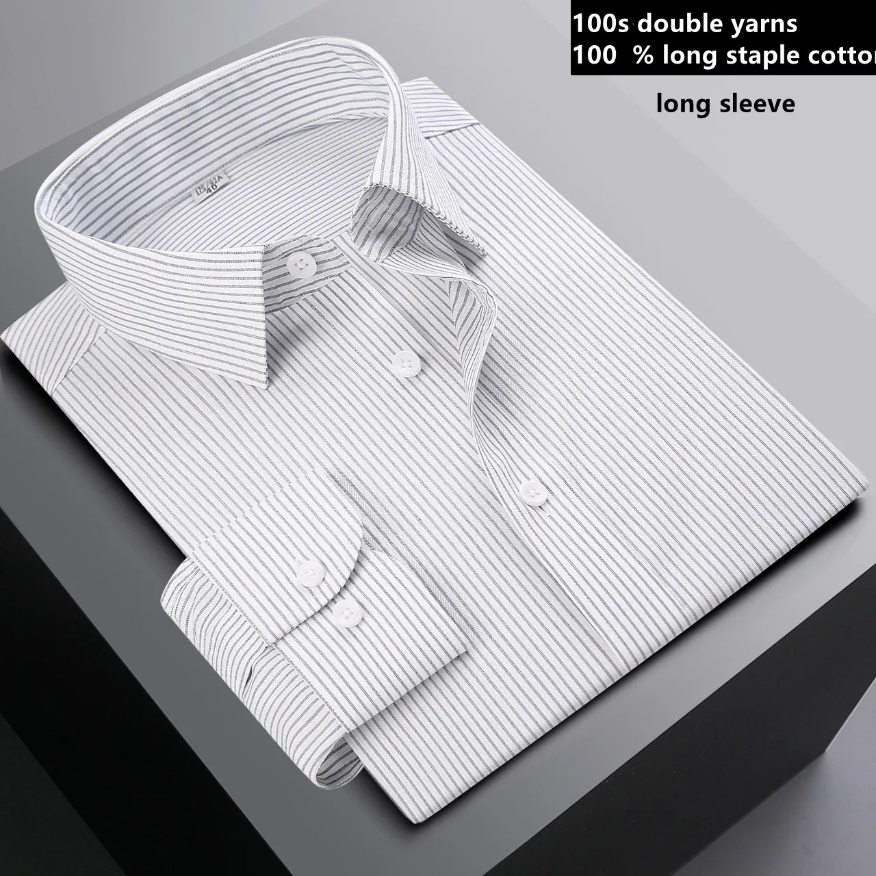 Naizaiga 100s double yarn 100  % cotton striped gray Business Men DP non-ironing Boy Shirts   LH12