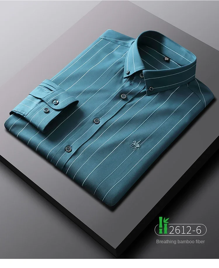 New men's thin high-grade ice silk bamboo fiber long-sleeved shirt business casual wrinkle silky shirt wholesale， men clothing