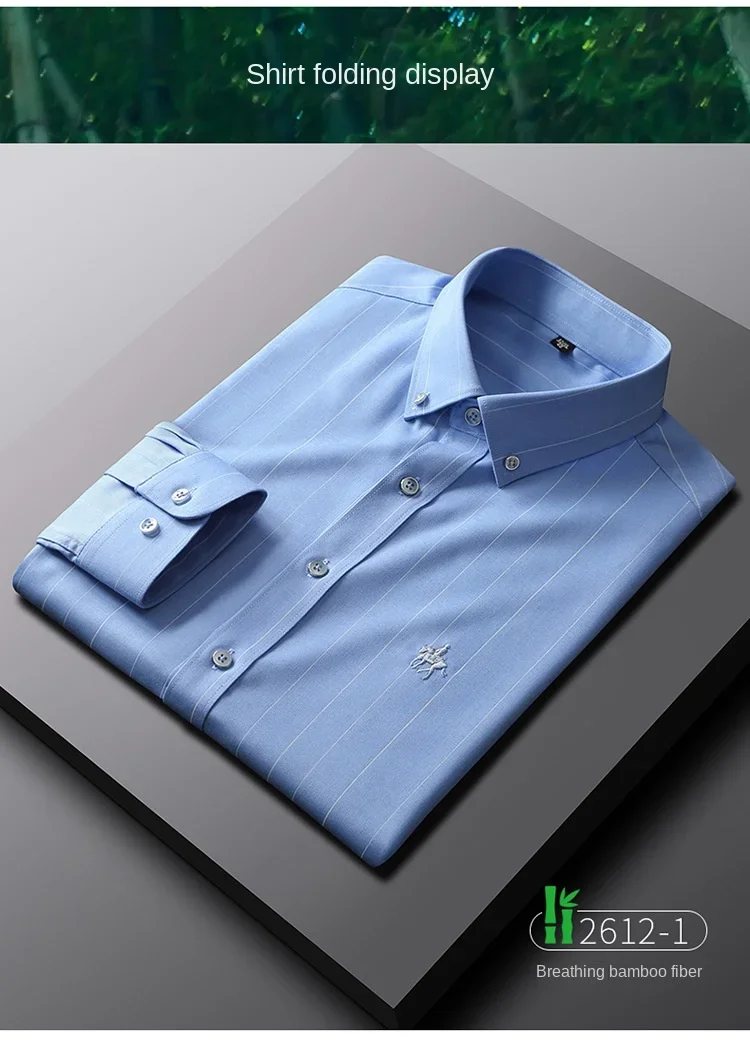 New men's thin high-grade ice silk bamboo fiber long-sleeved shirt business casual wrinkle silky shirt wholesale， men clothing