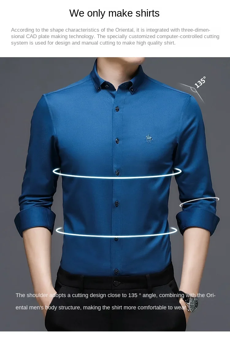 New men's thin high-grade ice silk bamboo fiber long-sleeved shirt business casual wrinkle silky shirt wholesale， men clothing