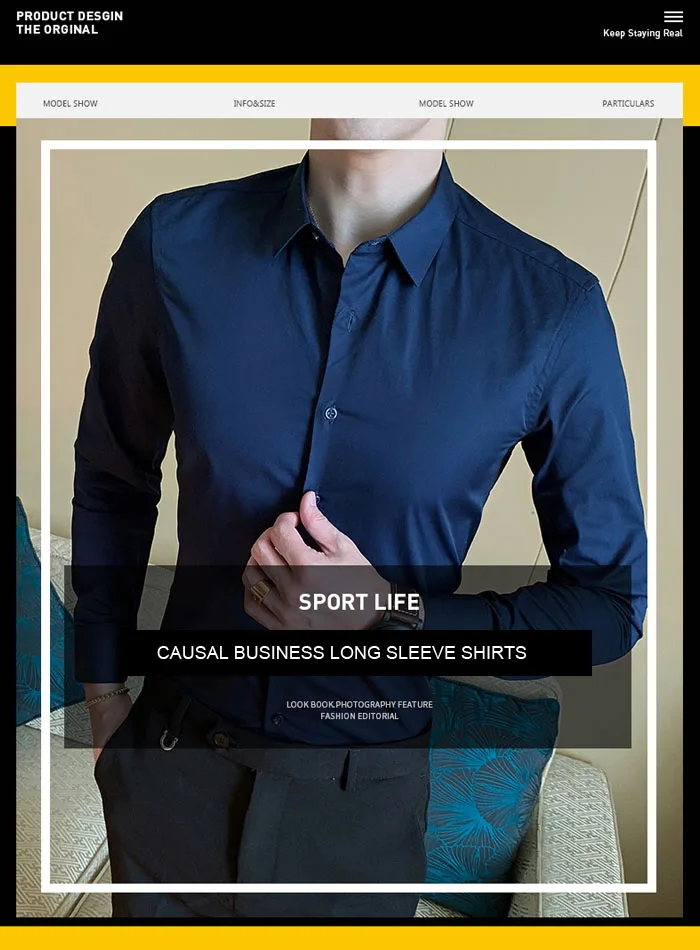 Spring and Autumn Business Solid Color Thin Lapel Long Sleeved Shirt for Men