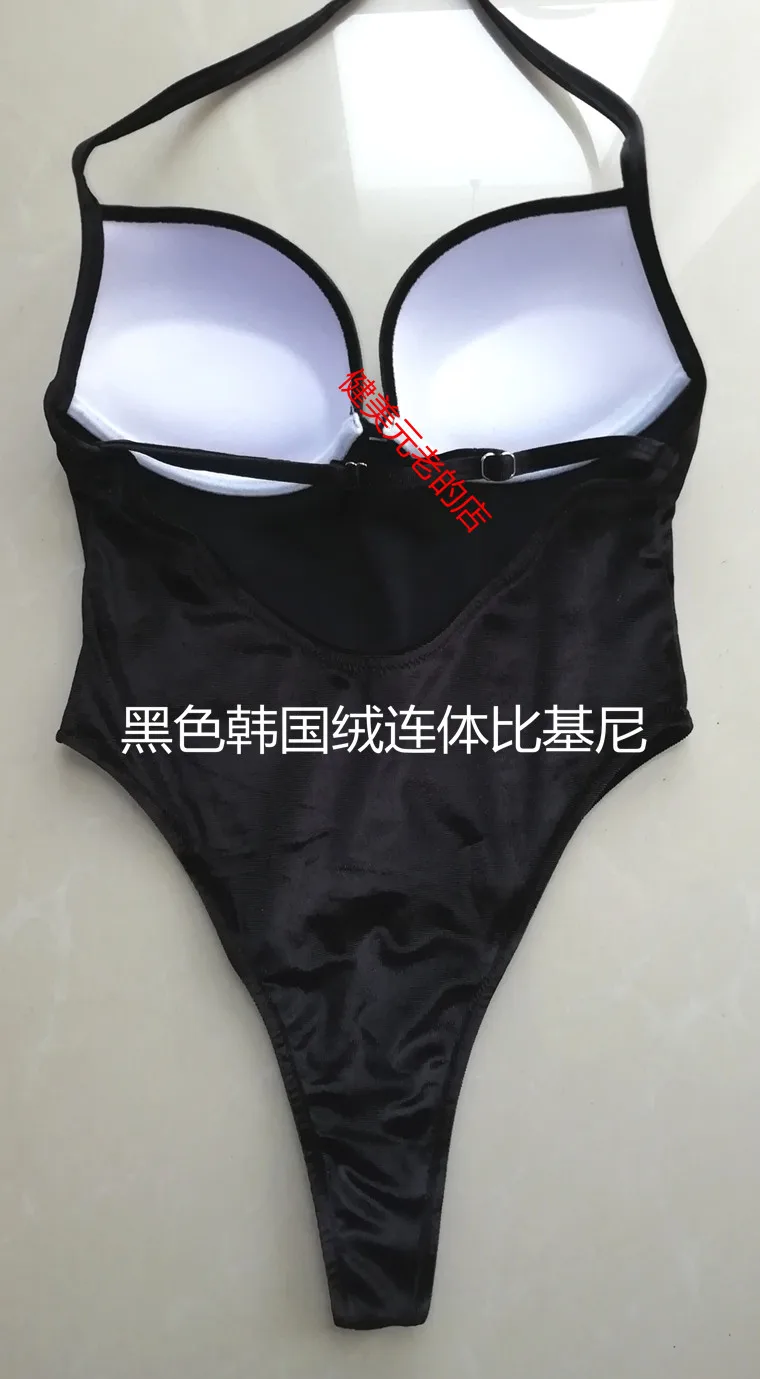 NPC IFBB Korean Velvet Bikini Women Fitness Model Competition One-piece Bikini Swimwear Cover Up