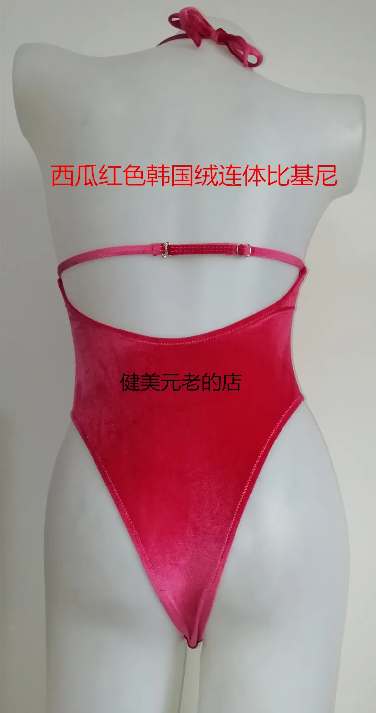 NPC IFBB Korean Velvet Bikini Women Fitness Model Competition One-piece Bikini Swimwear Cover Up