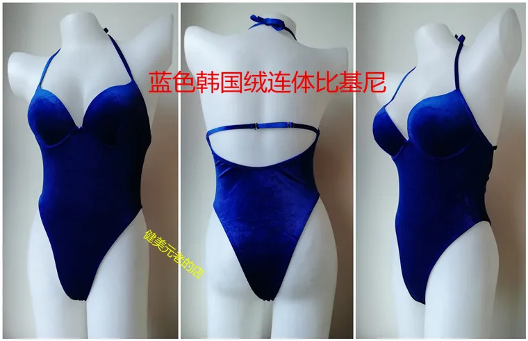 NPC IFBB Korean Velvet Bikini Women Fitness Model Competition One-piece Bikini Swimwear Cover Up