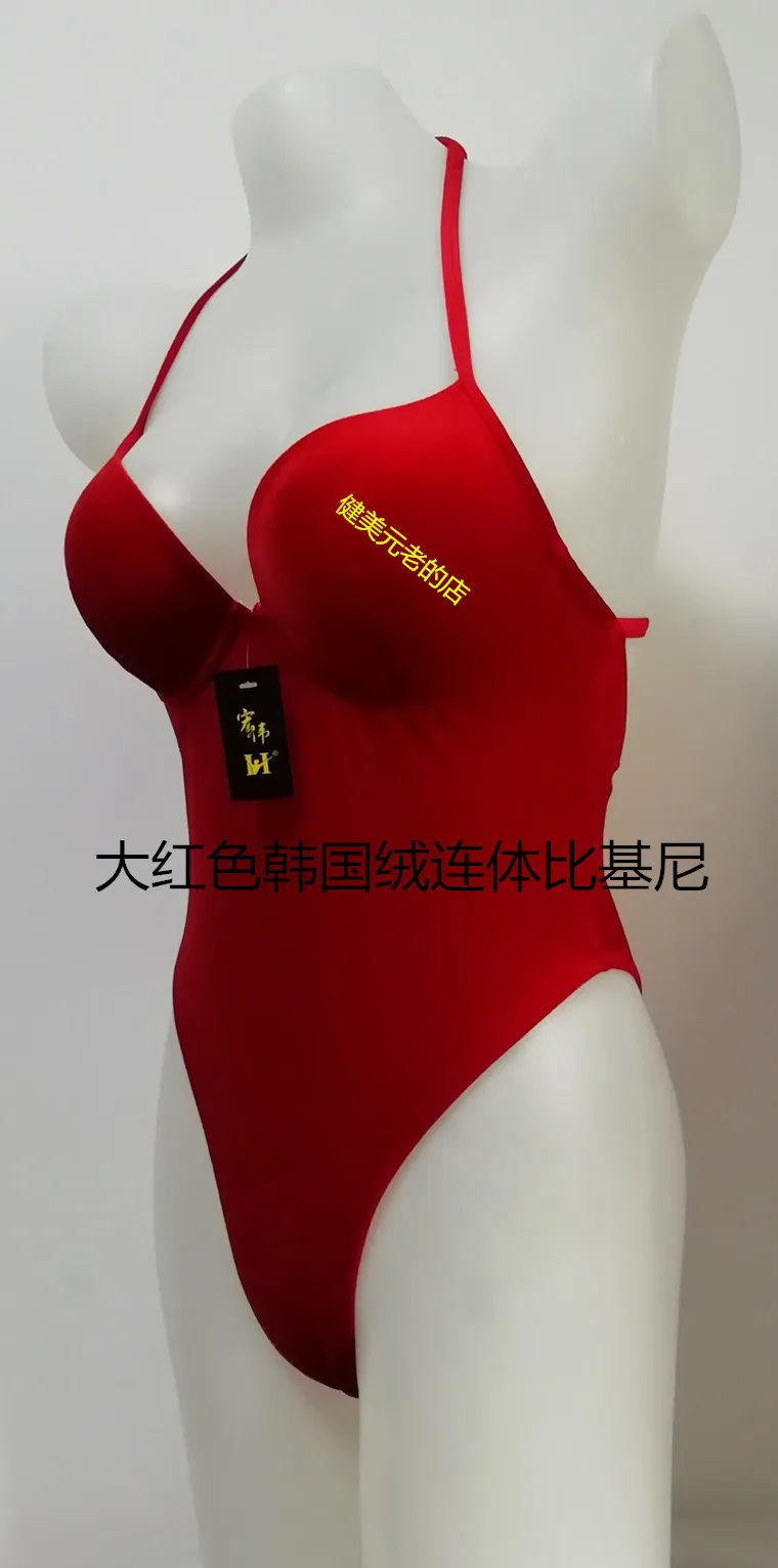 NPC IFBB Korean Velvet Bikini Women Fitness Model Competition One-piece Bikini Swimwear Cover Up