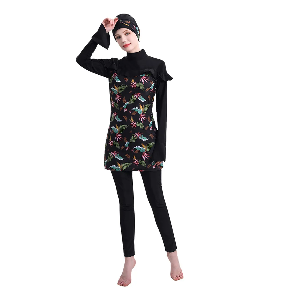 Arabic Muslim Swimwear 3 Pieces Women Swimsuit Burkini Long Mujer Turkey Abaya Dubai Maillots De Bains Musulmans Ensemble Femme