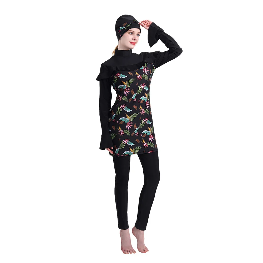 Arabic Muslim Swimwear 3 Pieces Women Swimsuit Burkini Long Mujer Turkey Abaya Dubai Maillots De Bains Musulmans Ensemble Femme