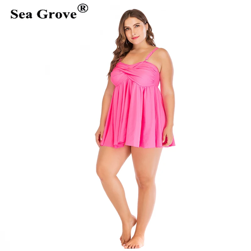 Plus Size Twist Tankini Set Two Piece Bathing Suit Women Swimwear Female Straps pink Beach Dress Large Swimsuit 3XL 4XL 5XL