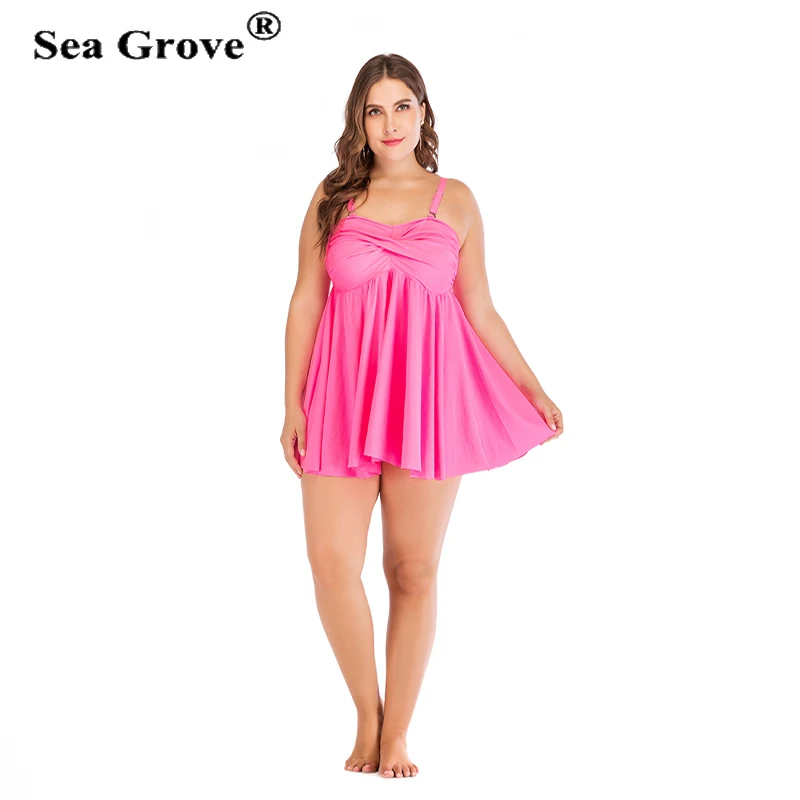 Plus Size Twist Tankini Set Two Piece Bathing Suit Women Swimwear Female Straps pink Beach Dress Large Swimsuit 3XL 4XL 5XL