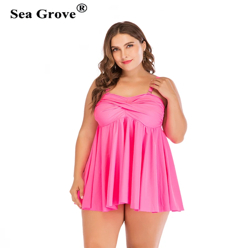 Plus Size Twist Tankini Set Two Piece Bathing Suit Women Swimwear Female Straps pink Beach Dress Large Swimsuit 3XL 4XL 5XL