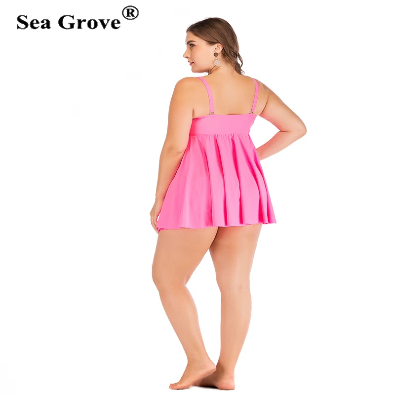 Plus Size Twist Tankini Set Two Piece Bathing Suit Women Swimwear Female Straps pink Beach Dress Large Swimsuit 3XL 4XL 5XL