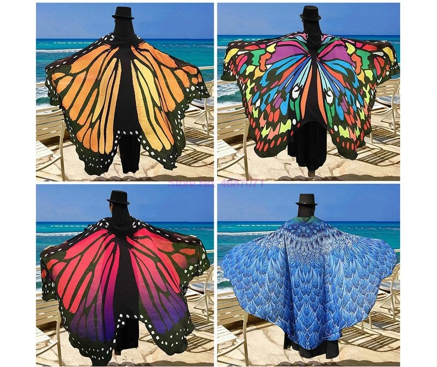 by dhl 100pcs new Pareo Beach Cover Up Butterfly Wing Cape Bikini Cover Up Swimwear Women Plage Beach Bathing Suit Cover Up