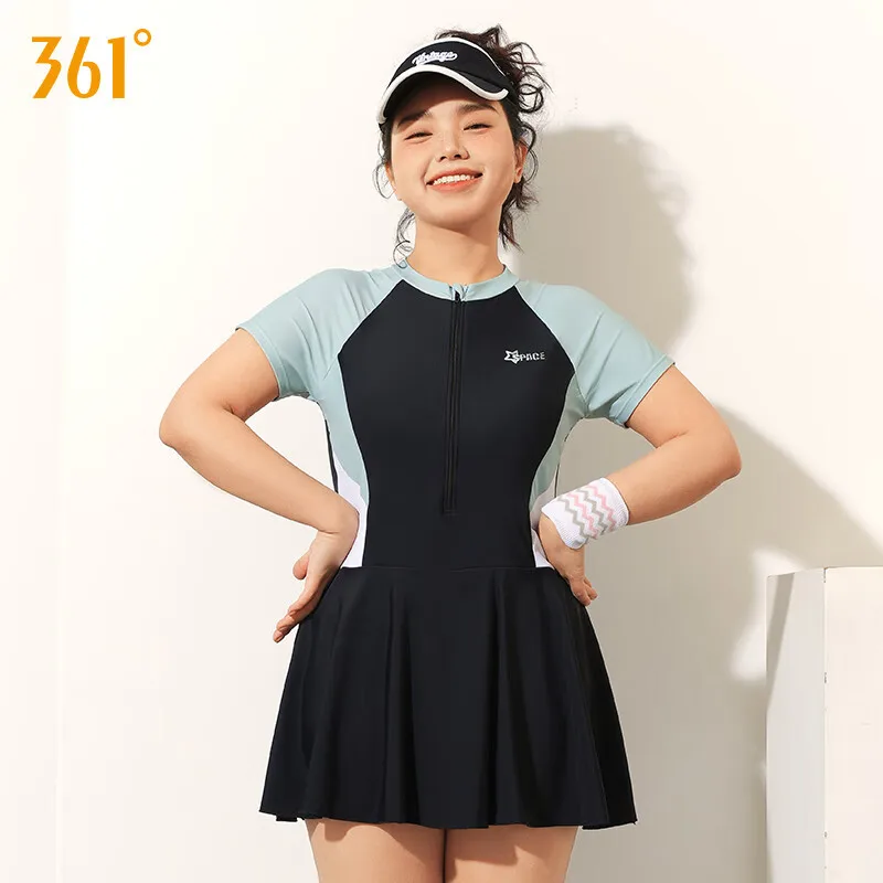 361Women Professional WaterProof Plus Size Push Up Bathing Athletic SwimSuit Quick-Dry Outdoor Sport Short Sleeve Beach SwimWear