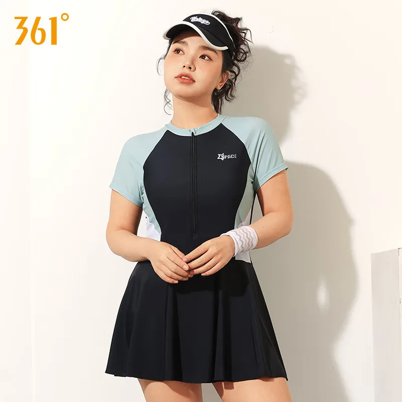 361Women Professional WaterProof Plus Size Push Up Bathing Athletic SwimSuit Quick-Dry Outdoor Sport Short Sleeve Beach SwimWear