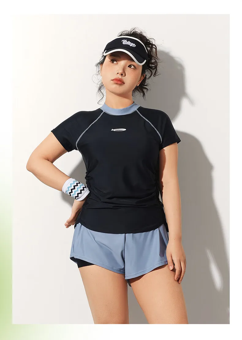 361Women Professional WaterProof Plus Size Push Up Bathing Athletic SwimSuit Quick-Dry Outdoor Sport Short Sleeve Beach SwimWear