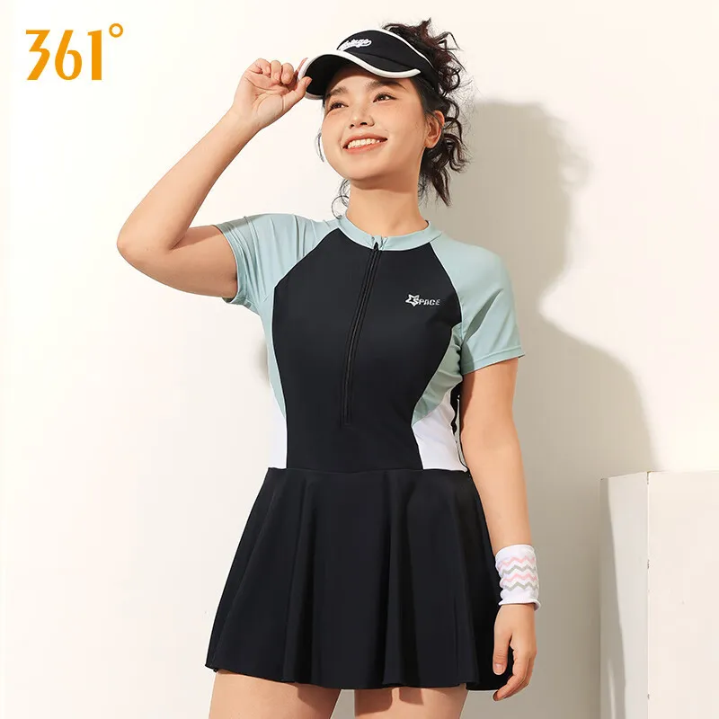 361Women Professional WaterProof Plus Size Push Up Bathing Athletic SwimSuit Quick-Dry Outdoor Sport Short Sleeve Beach SwimWear