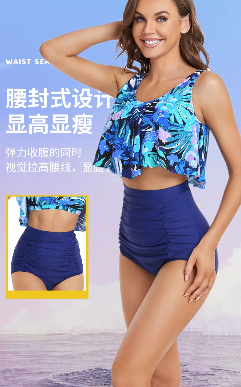 BIMEI High neckline Pocketed Swimwear Mastectomy Swimsuit015