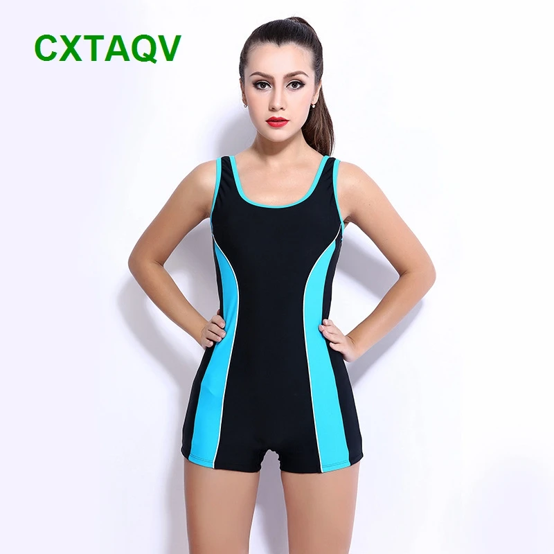 Plus Size 3XL 4XL Swimwear Wire Free Padded Slim Cut Swimdress High Elastic One-piece Swimsuits Conservative Beach Bathing Suit