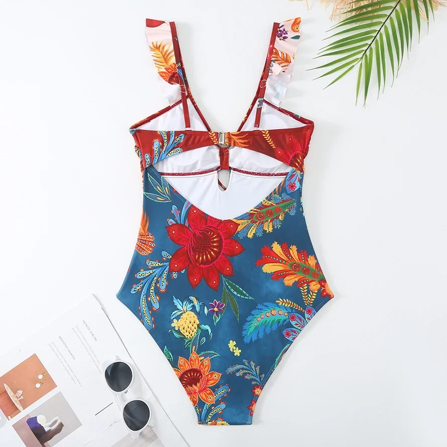 Fashion Printed swimsuit 2024 trend High Waist bikinis sets Women's Swimsuit One Piece Backless Sexy Beach Swimwear for Holidays