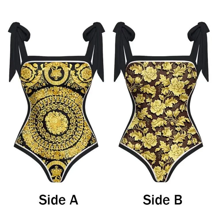 Fashion Printed swimsuit 2024 trend High Waist bikinis sets Women's Swimsuit One Piece Backless Sexy Beach Swimwear for Holidays