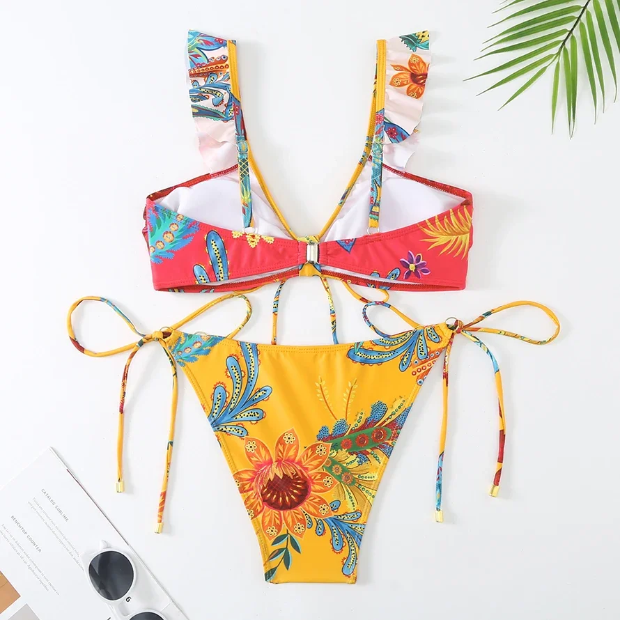 Fashion Printed swimsuit 2024 trend High Waist bikinis sets Women's Swimsuit One Piece Backless Sexy Beach Swimwear for Holidays