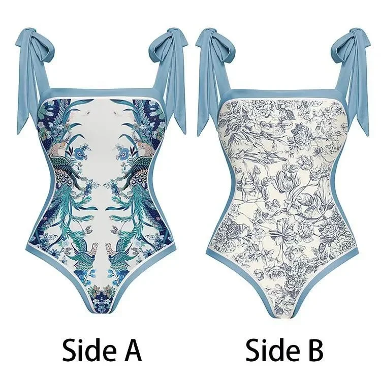 Fashion Printed swimsuit 2024 trend High Waist bikinis sets Women's Swimsuit One Piece Backless Sexy Beach Swimwear for Holidays