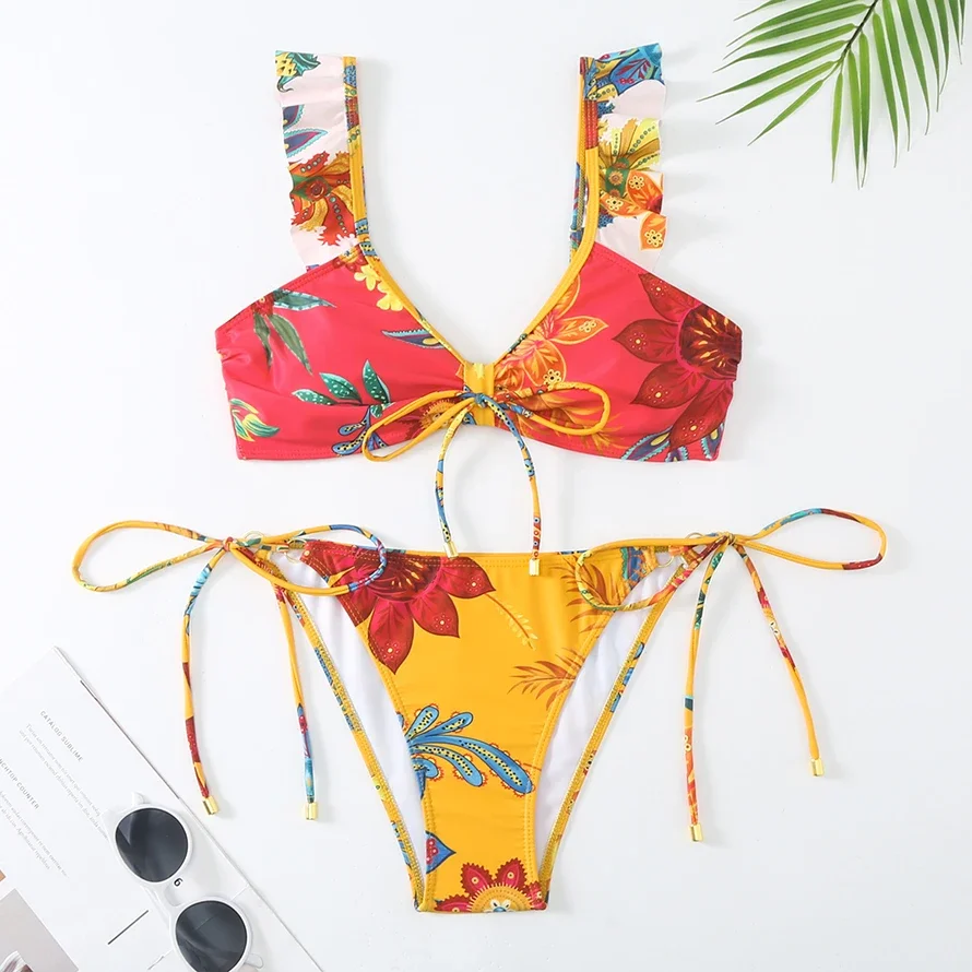 Fashion Printed swimsuit 2024 trend High Waist bikinis sets Women's Swimsuit One Piece Backless Sexy Beach Swimwear for Holidays