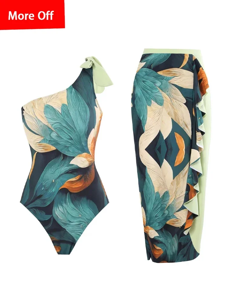 Fashion Printed swimsuit 2024 trend High Waist bikinis sets Women's Swimsuit One Piece Backless Sexy Beach Swimwear for Holidays