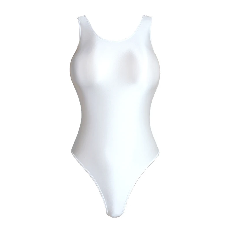 Summer Swim Bath Women's Sexy Tight Gloss Shiny Opaque Swimwear One Piece Vest Oil Glossy Dead Tank Water Beach  SPA Swimsuit